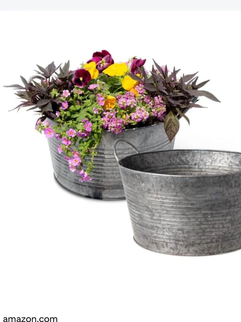 Crate & Barrel Beverage Tub Fluted Galvanized Metal Rustic Cooler Oval
